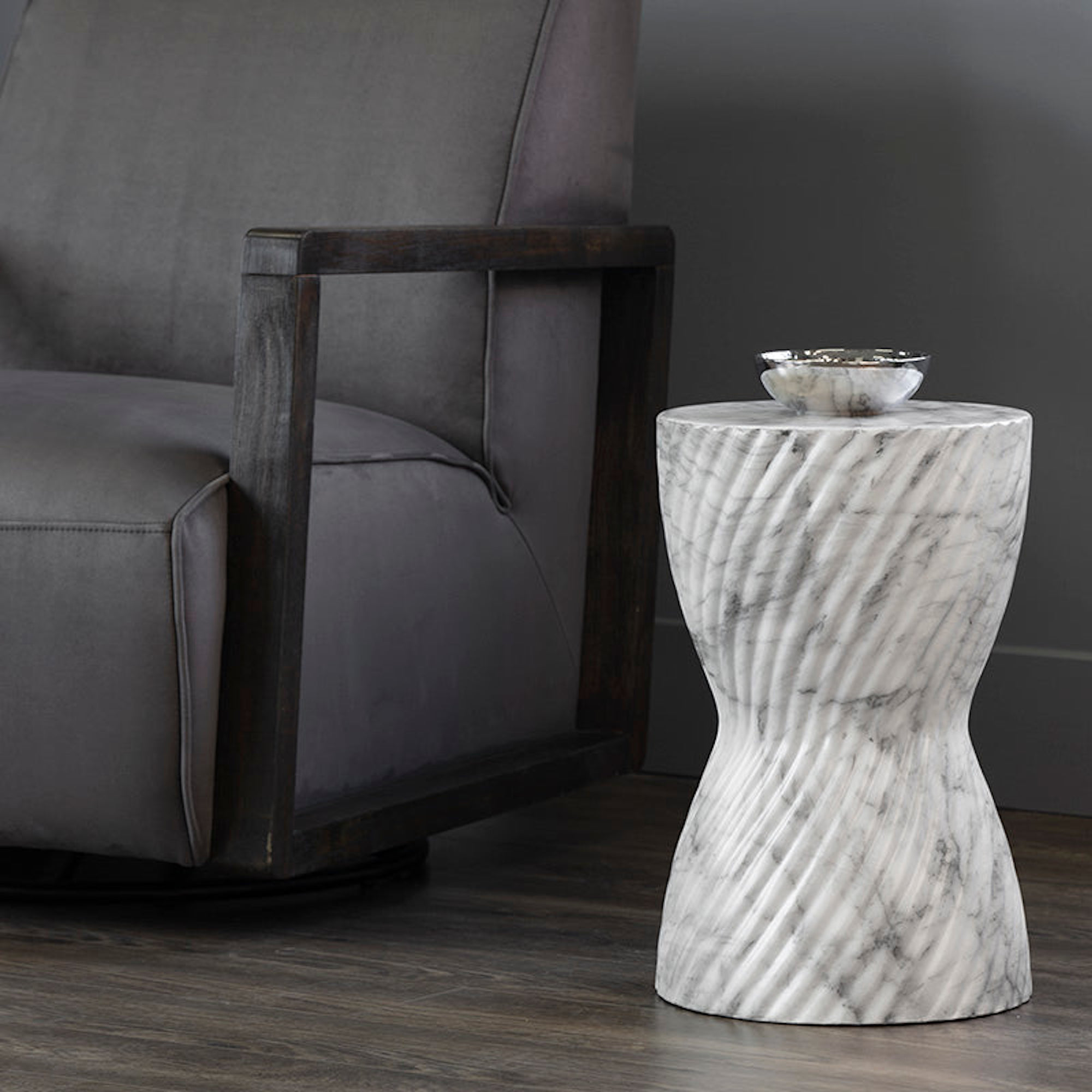 Cara End Table - White Marble Look