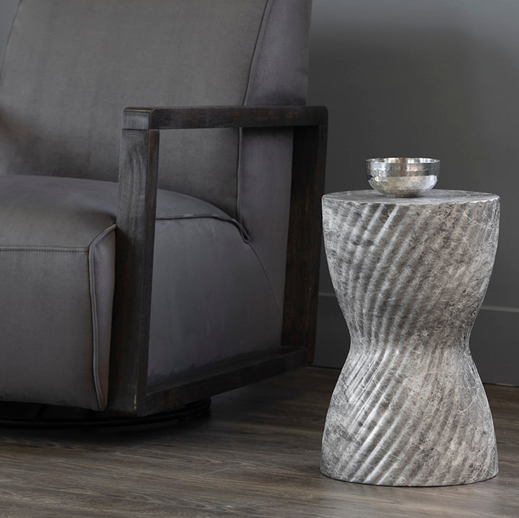 Cara End Table - Grey Marble Look