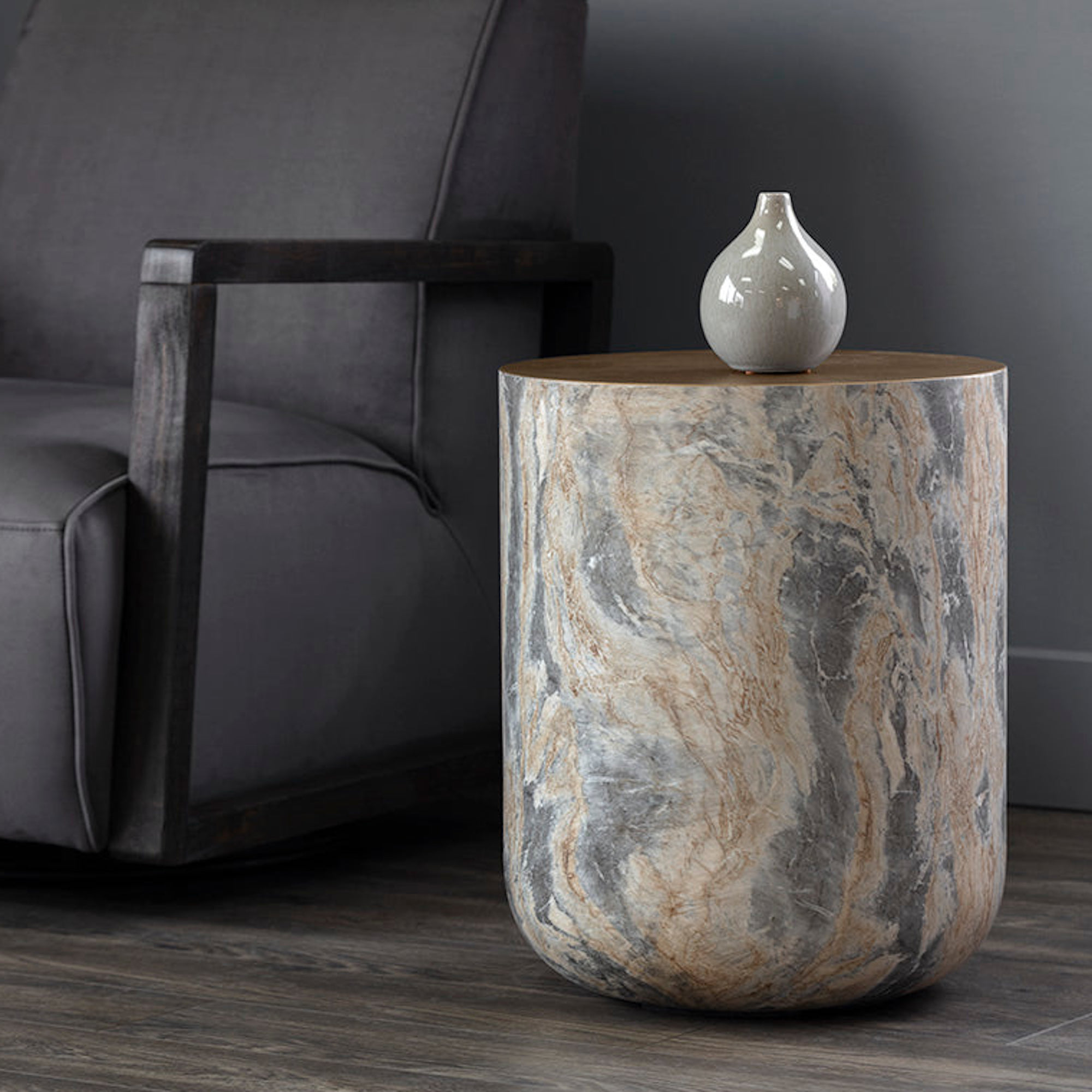 Diaz End Table - Marble Look