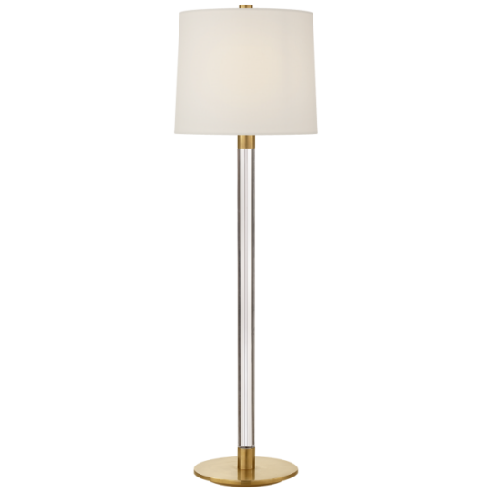 Riga Buffet Lamp in Crystal and Hand-Rubbed Antique Brass with Linen Shade