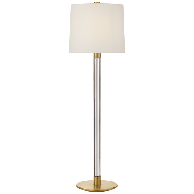 Riga Buffet Lamp in Crystal and Hand-Rubbed Antique Brass with Linen Shade