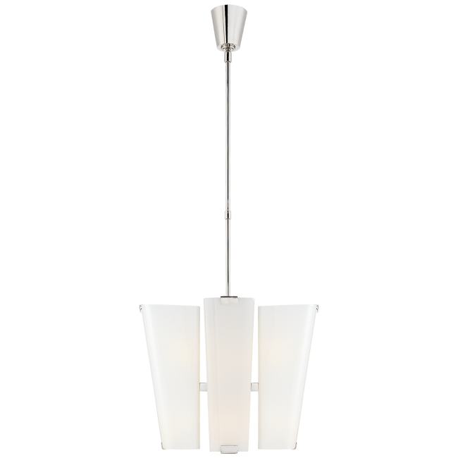 Alpine Small Chandelier in Polished Nickel with White Glass