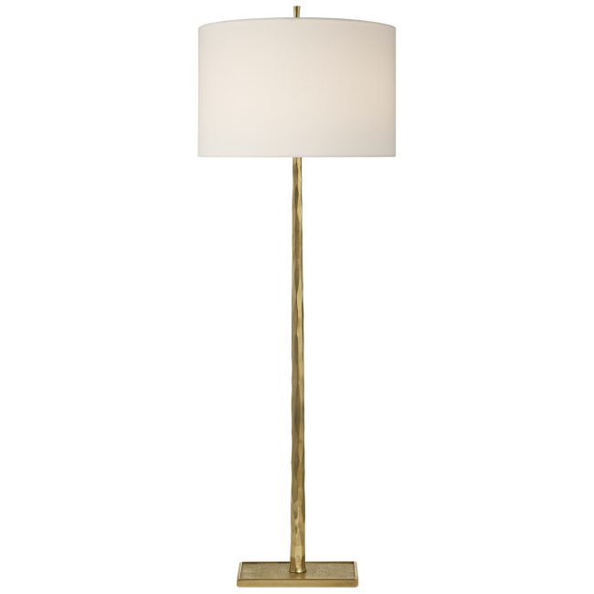 Lyric Branch Floor Lamp in Soft Brass with Linen Shade