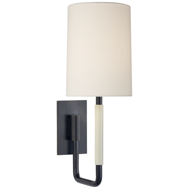 Clout Small Sconce in Bronze with Linen Shade