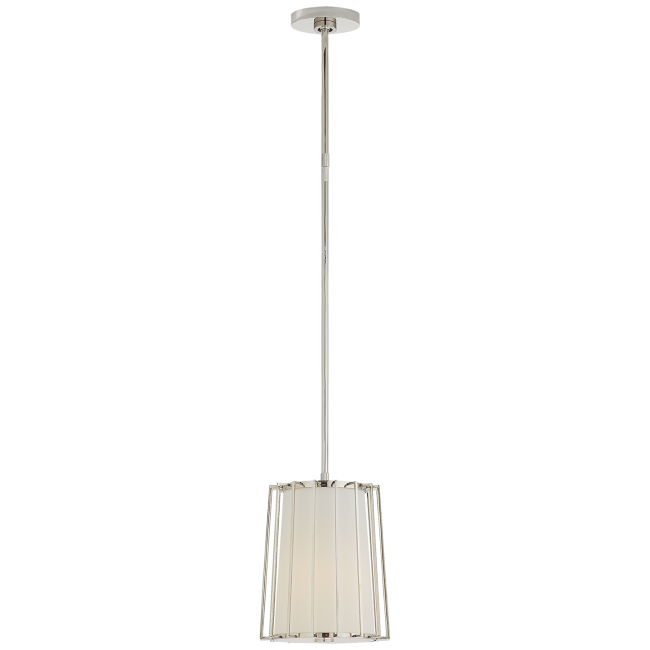 Carousel Small Tapered Lantern in Polished Nickel with Linen Shade