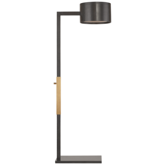 Larchmont Floor Lamp in Bronze and Antique-Burnished Brass with Frosted Glass