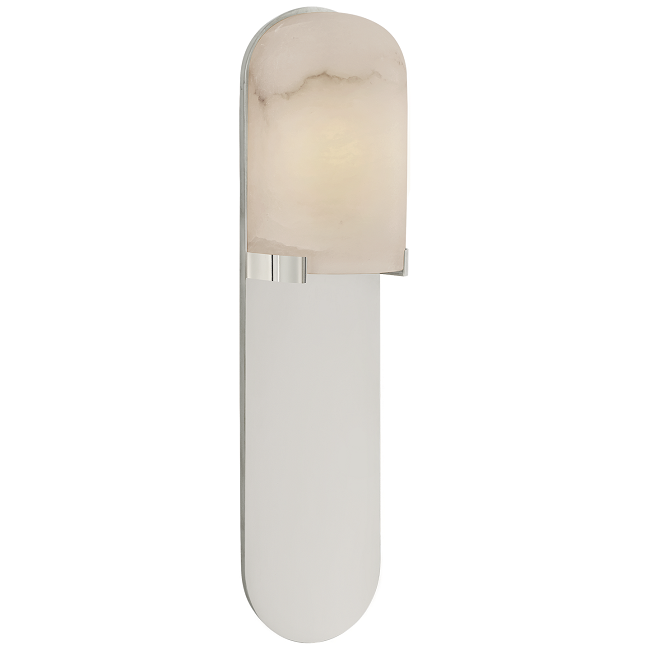 Melange Medium Elongated Pill Sconce in Polished Nickel with Alabaster Shade
