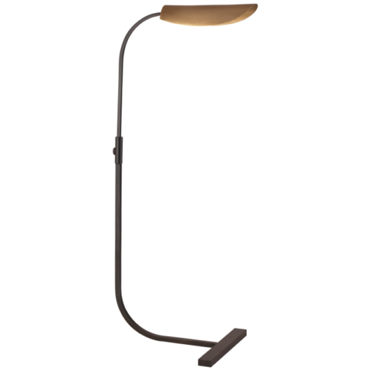 Lola Medium Pharmacy Floor Lamp in Aged Iron with Hand-Rubbed Antique Brass Shade