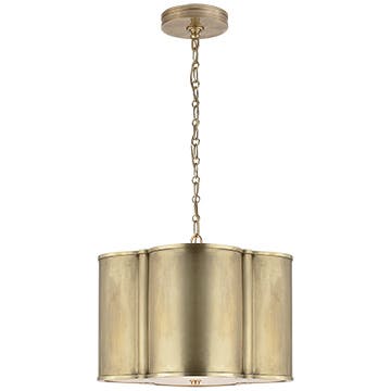 Basil Small Hanging Shade in Natural Brass with Acrylic Diffuser