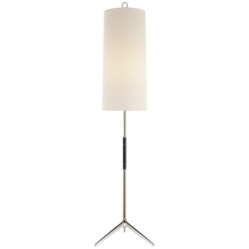 Frankfort Floor Lamp in Aged Iron with Gilded Accents and Linen Shade