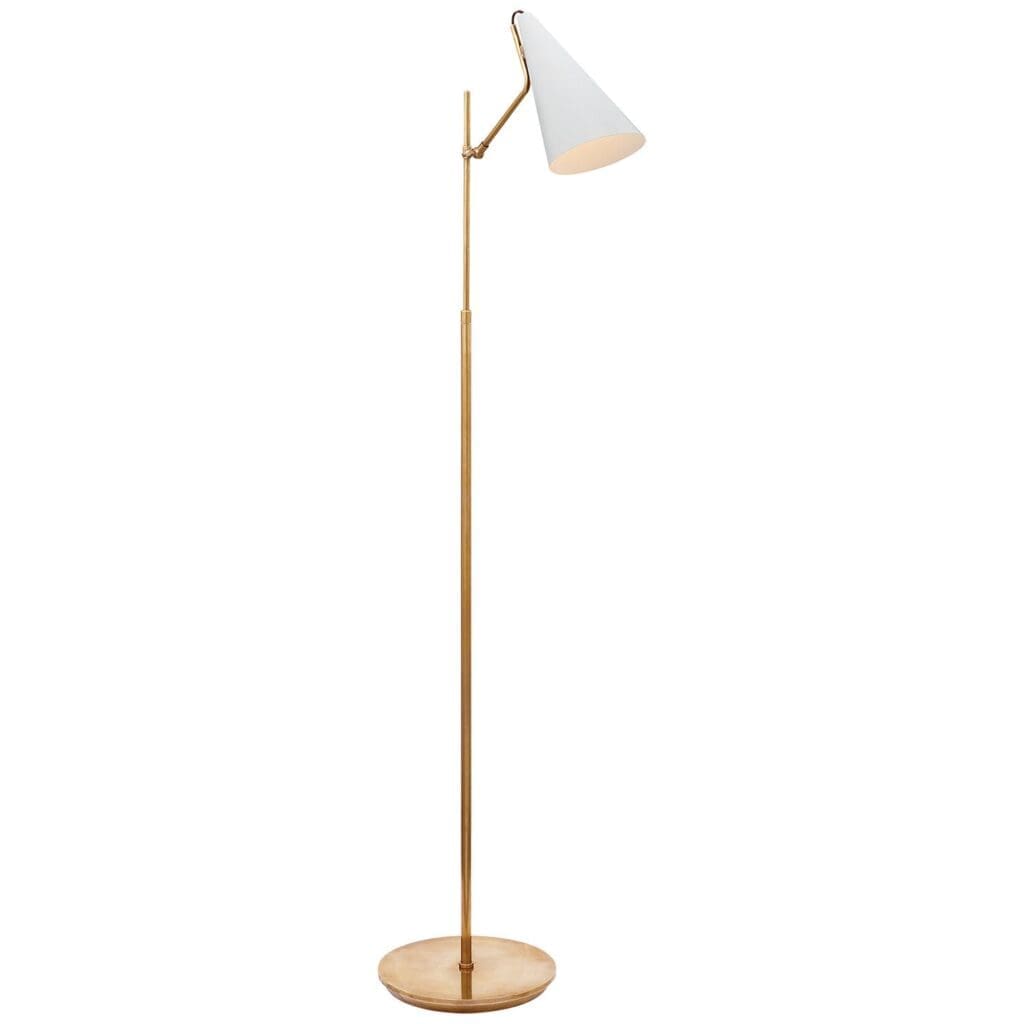 Clemente Floor Lamp in Hand-Rubbed Antique Brass with White
