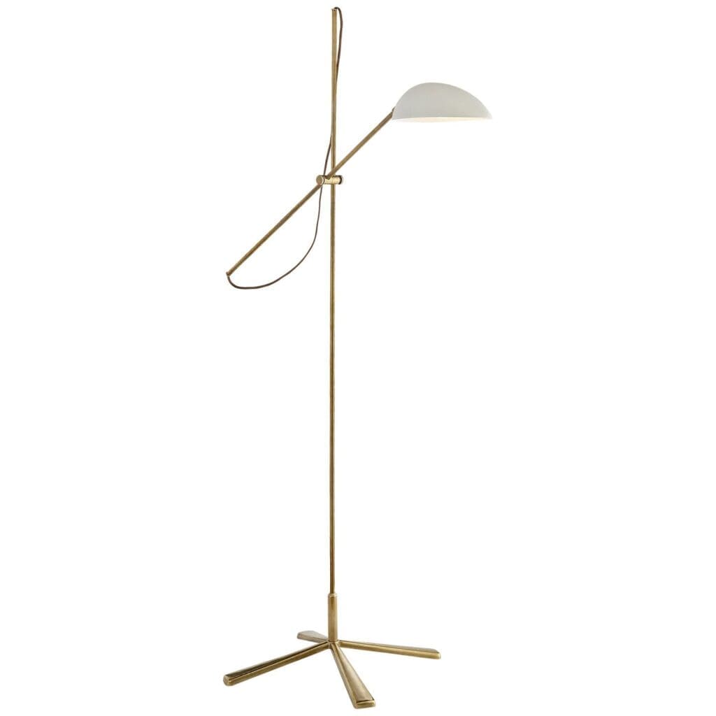 Graphic Floor Lamp in Hand-Rubbed Antique Brass with White