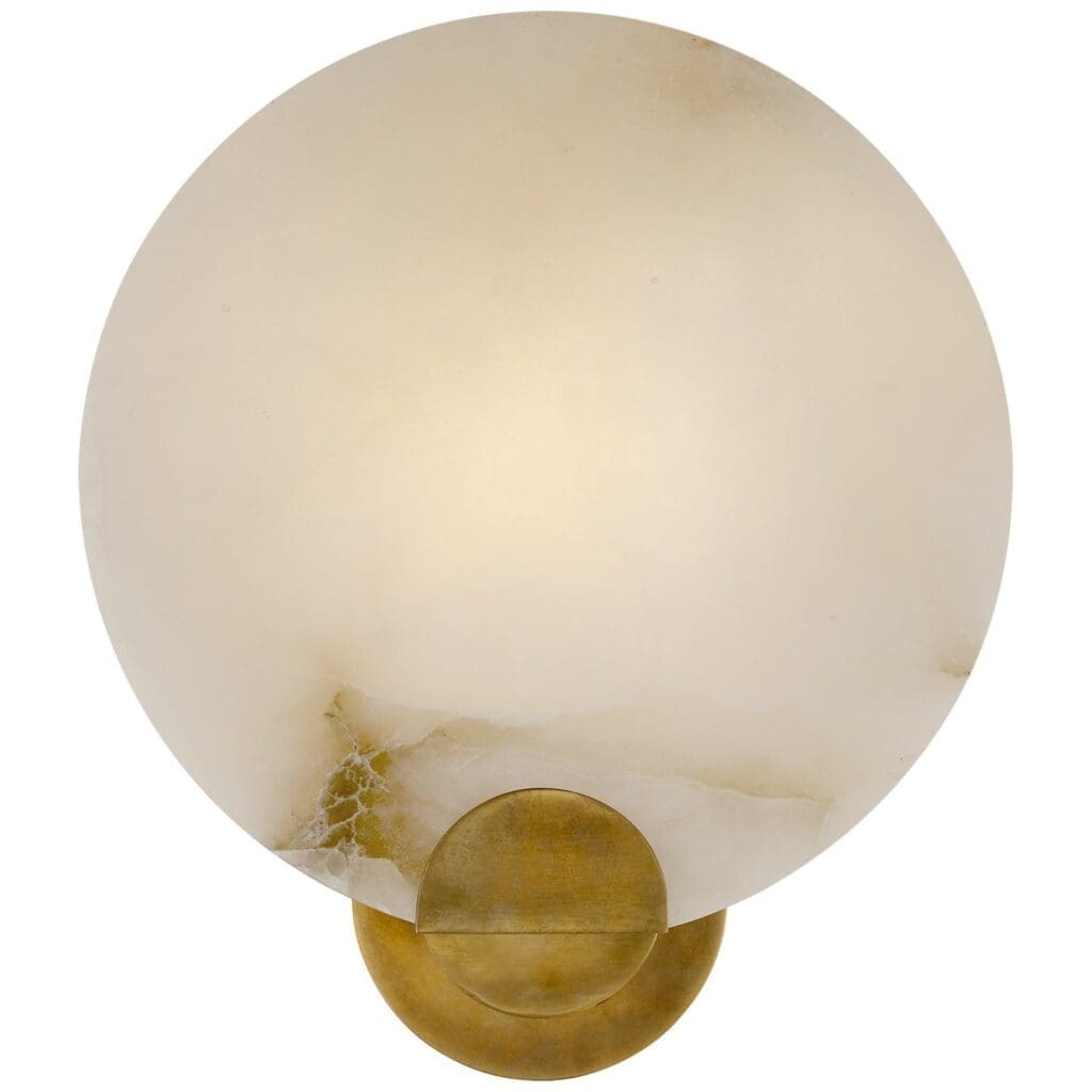 Iveala Single Sconce in Hand-Rubbed Antique Brass with Alabaster Shade