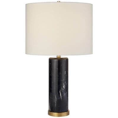 Cliff Table Lamp in Black Marble with Linen Shade