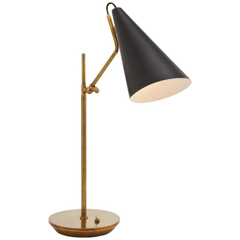 Clemente Table Lamp in Hand-Rubbed Antique Brass with Black