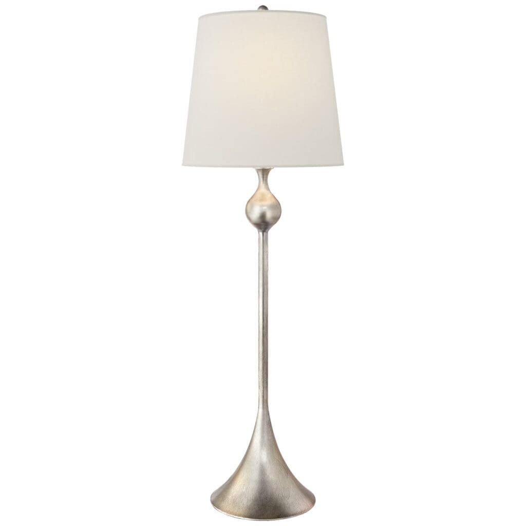 Lampe buffet Dover in Burnished Silver Leaf with Linen Shade