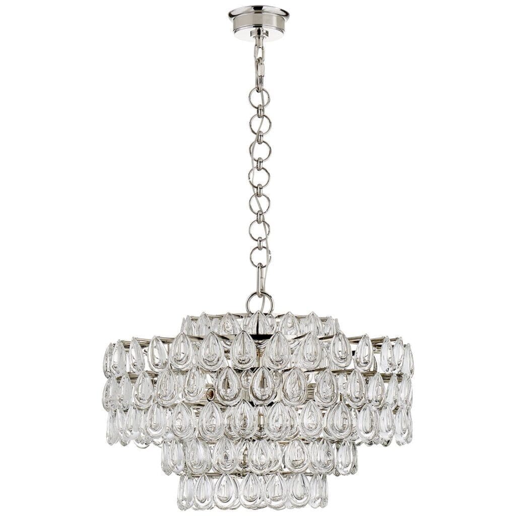 Liscia Chandelier in Polished Nickel with Crystal
