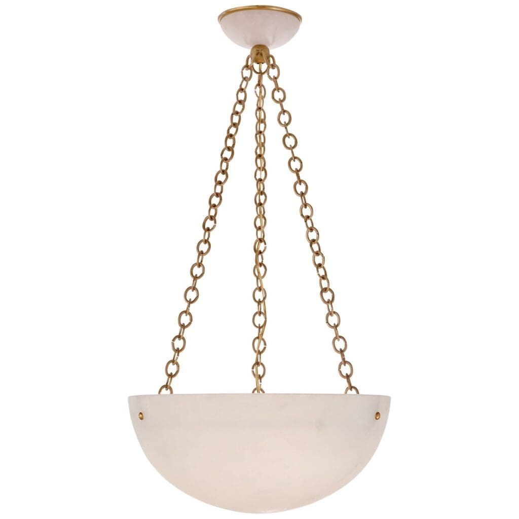 O'Connor Pendant in Hand-Rubbed Antique Brass and Alabaster