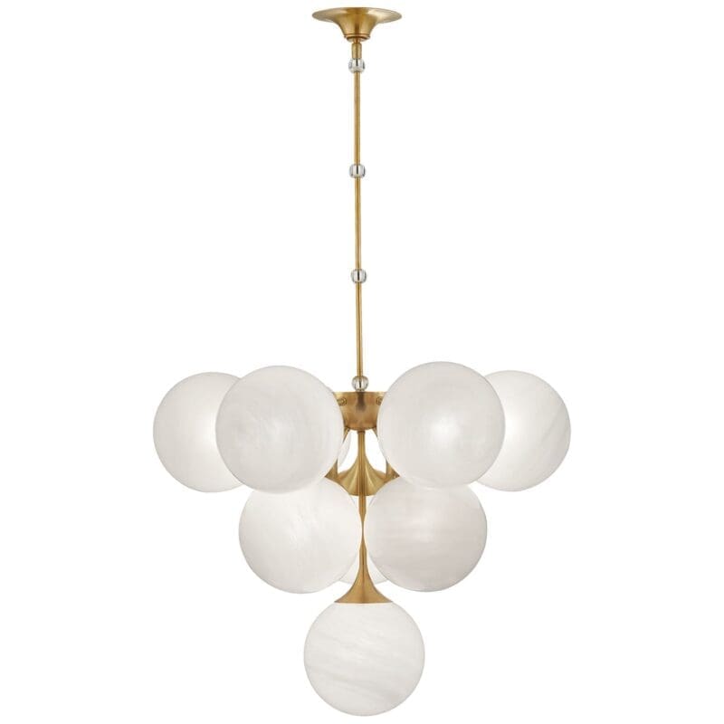 Cristol Tiered Pendant in Hand-Rubbed Antique Brass with White Strie Glass
