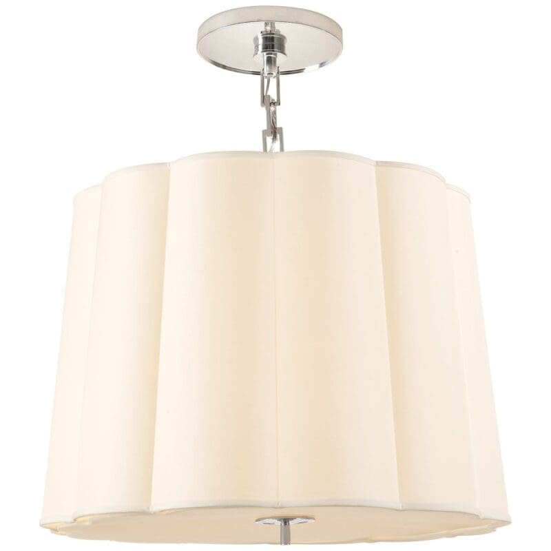 Simple Scallop Chandelier in Soft Silver with Silk Shade