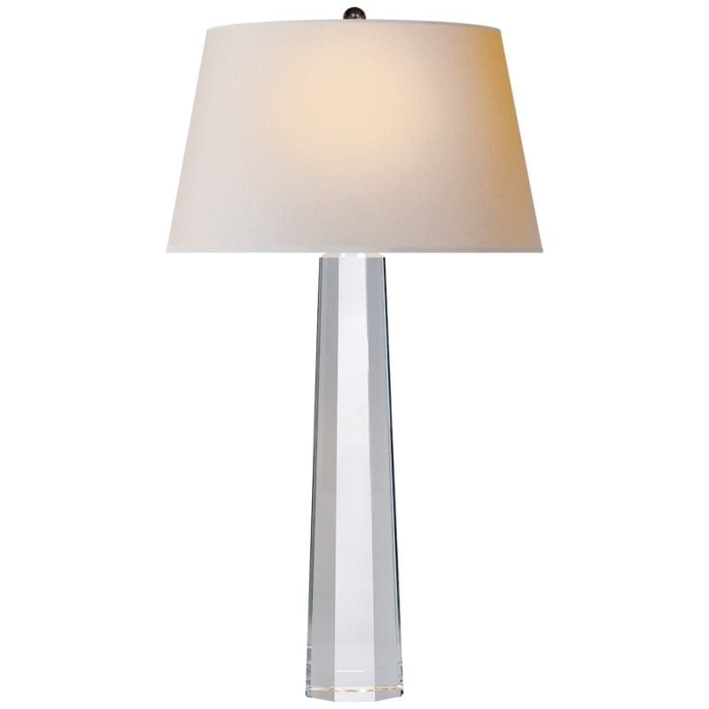 Octagonal Spire Large Table Lamp in Crystal with Natural Paper Shade
