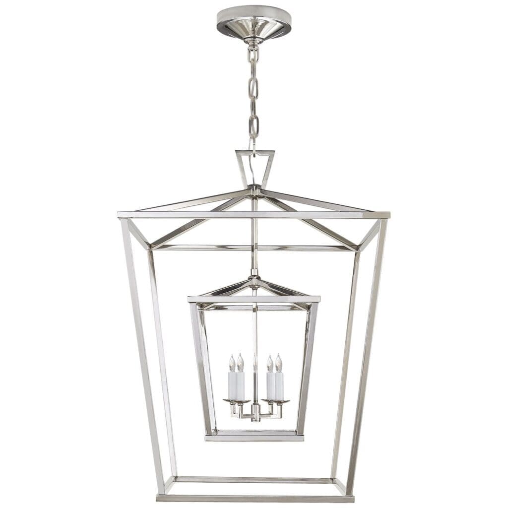 Darlana Large Double Cage Lantern in Polished Nickel