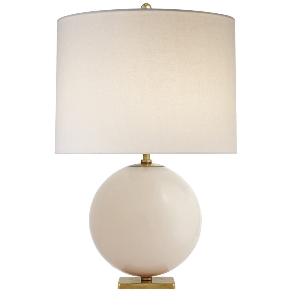 Elsie Table Lamp in Blush Painted Glass with Cream Linen Shade