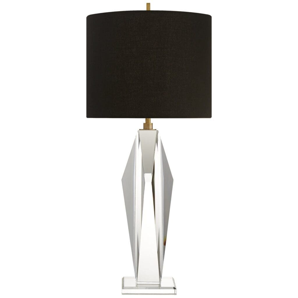Castle Peak Table Lamp in Crystal with Black Linen Shade