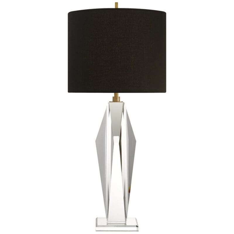 Castle Peak Table Lamp in Crystal with Black Linen Shade