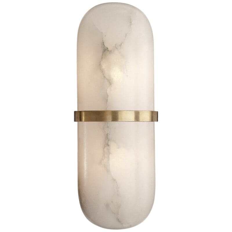 Melange Pill Form Sconce in Antique-Burnished Brass with Alabaster