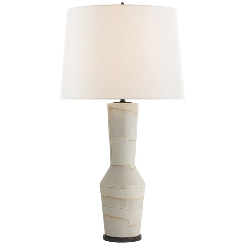 Alta Table Lamp in Sand and Wide Black Stripe with Linen Shade