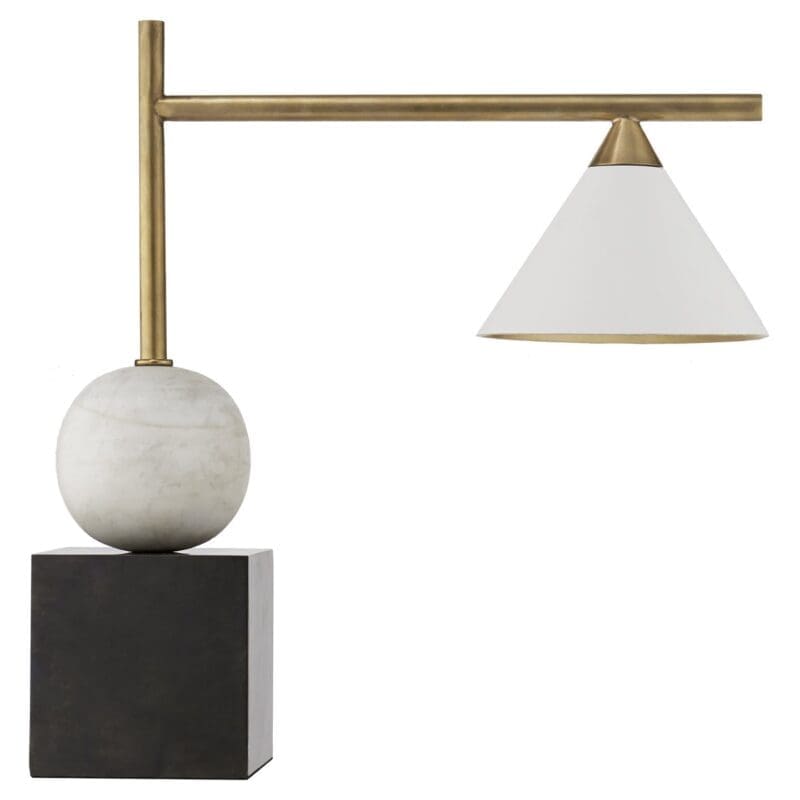 Cleo Desk Lamp in Bronze and Antique-Burnished Brass with Antique White Shade