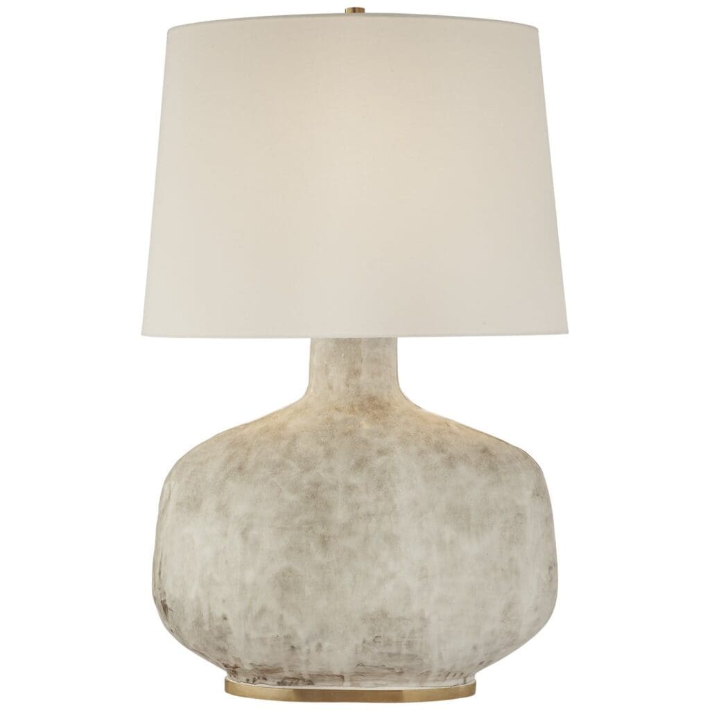 Beton Large Table Lamp in Crystal Bronze Ceramic with Linen Shade