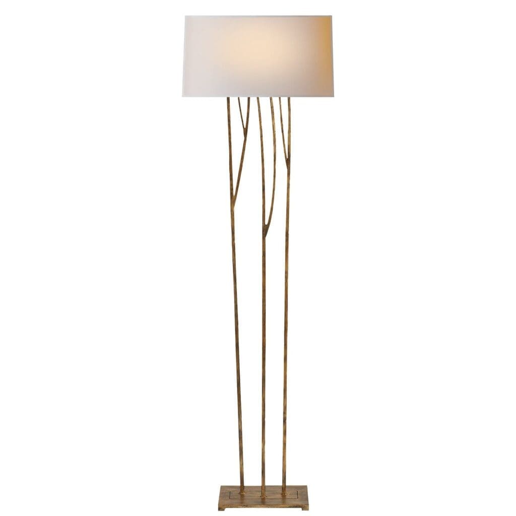 Aspen Floor Lamp in Gilded Iron with Natural Paper Shade