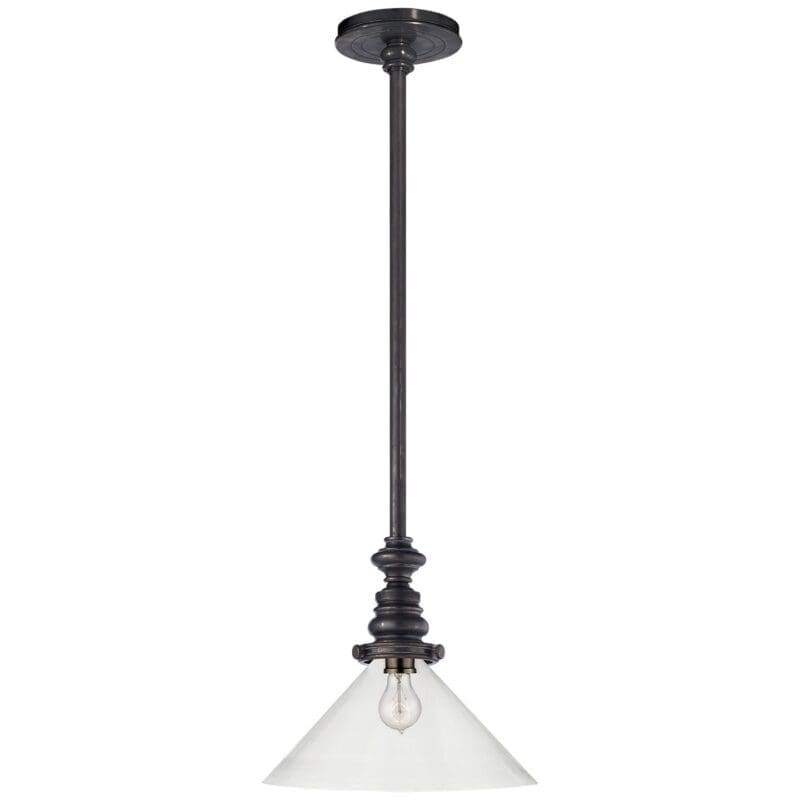 Boston Pendant in Bronze with Clear Glass Slant Shade