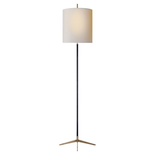 Caron Floor Lamp in Bronze with Hand-Rubbed Antique Brass accents with Natural Paper Shade