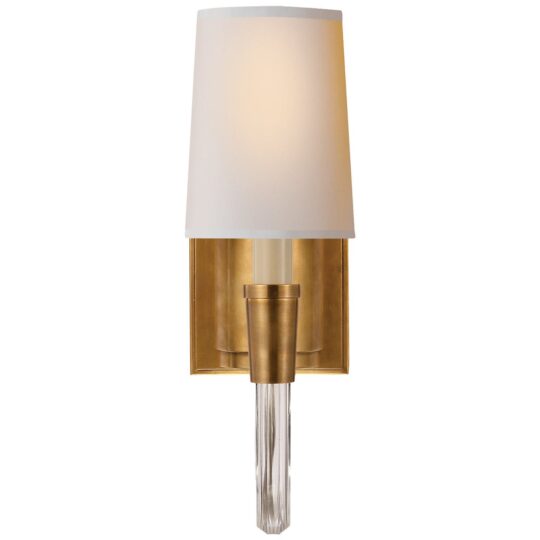 Vivian Single Sconce in Hand-Rubbed Antique Brass with Natural Paper Shade