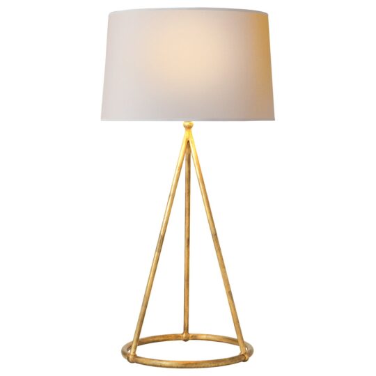 Nina Tapered Table Lamp in Gilded Iron with Natural Paper Shade
