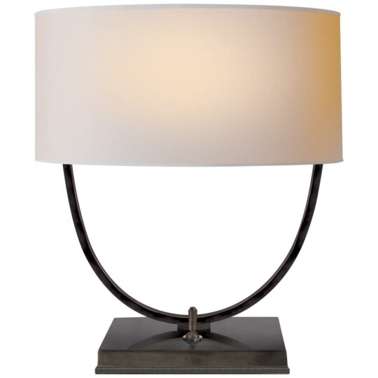 Kenton Desk Lamp in Hand-Rubbed Antique Brass with Natural Paper Shade