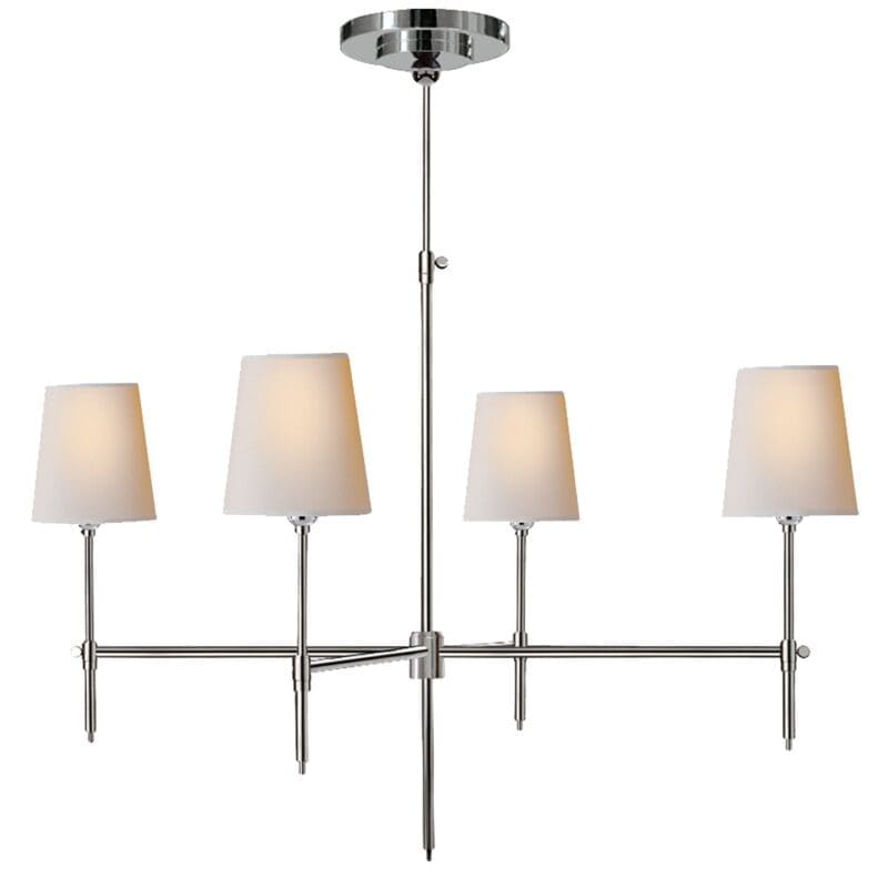 Bryant Large Chandelier in Polished Nickel with Natural Paper Shades
