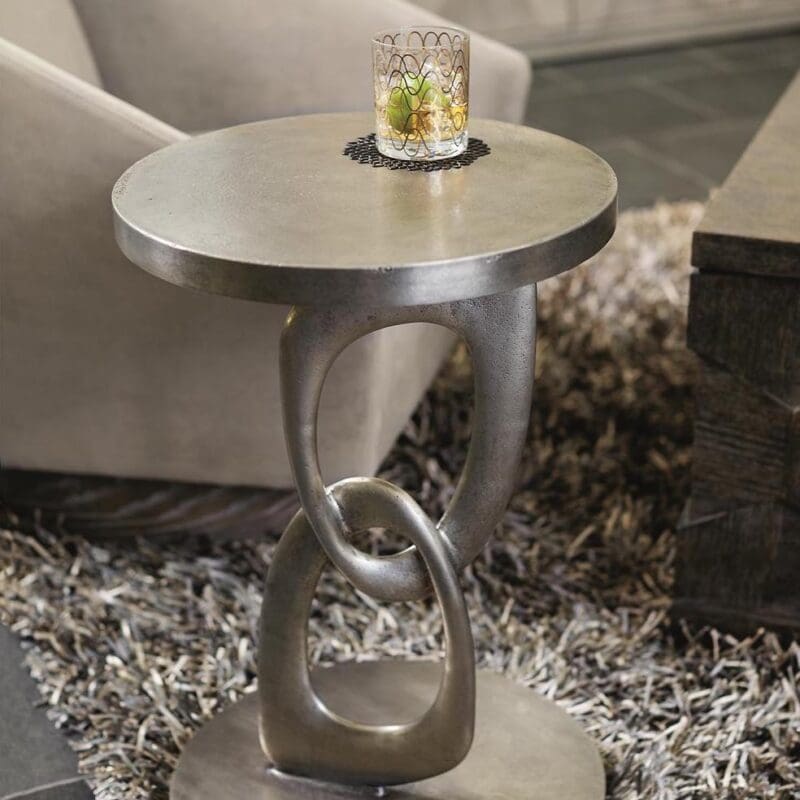 Linea Metal Round Chairside Table - Avenue Design high end furniture in Montreal