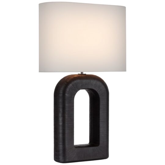 Utopia Large Combed Table Lamp with Linen Shade